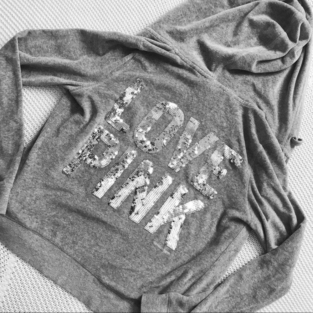 Victoria's Secret PINK Velour Bling Zip Hoodie