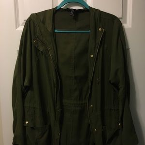 green utility jacket