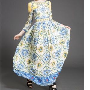 Italian inspired full length lemon dress