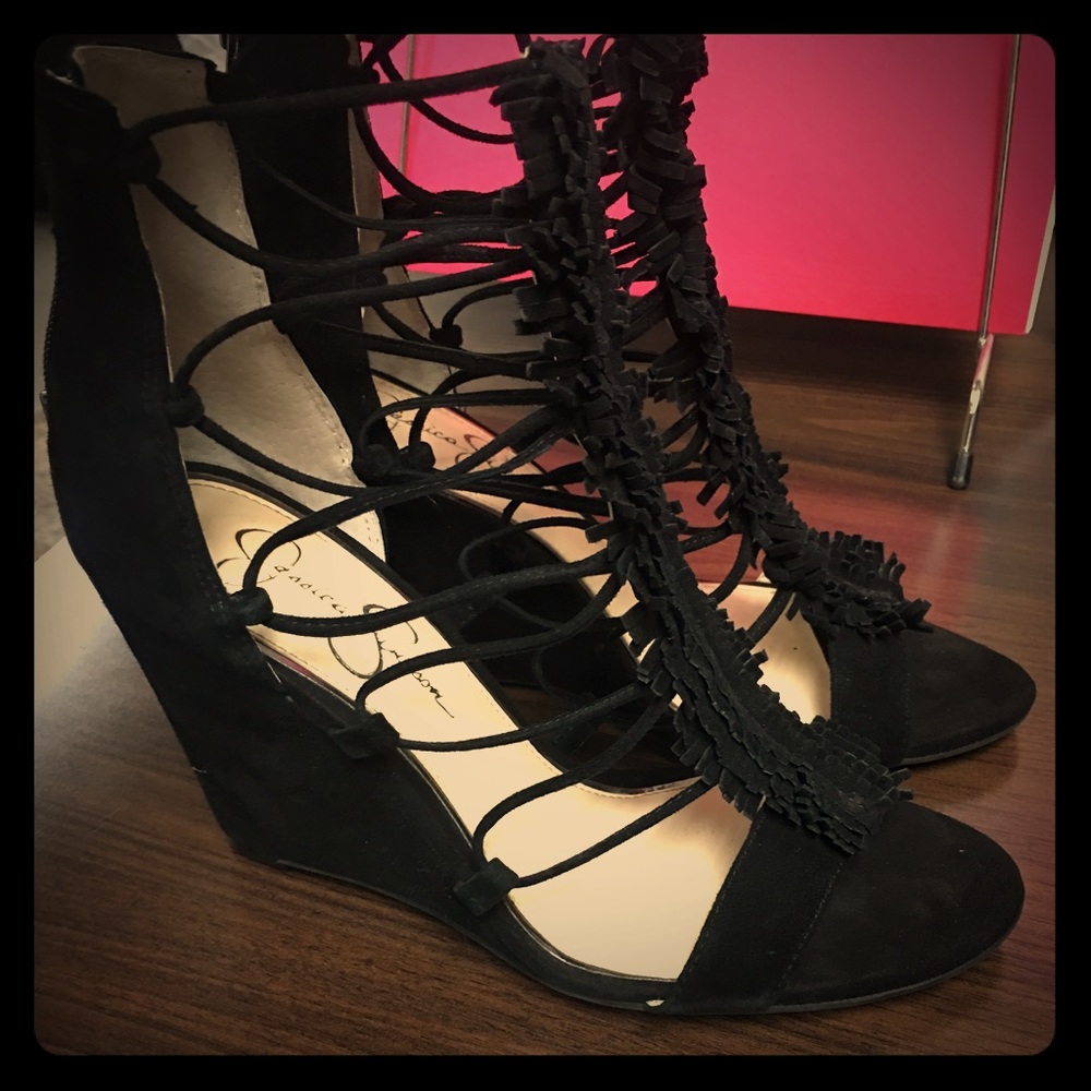 Jesssica Simpson fringe wedges