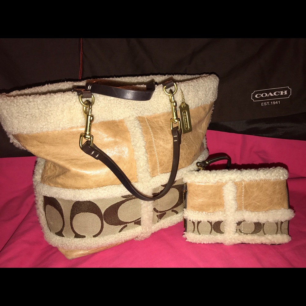 Leather Coach Set - Bucket Style Bag