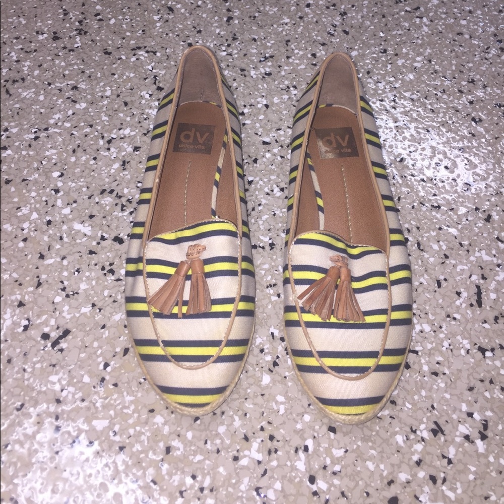 Navy striped DV flats