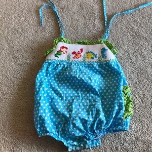 Little mermaid Ariel smocked ruffle bubble
