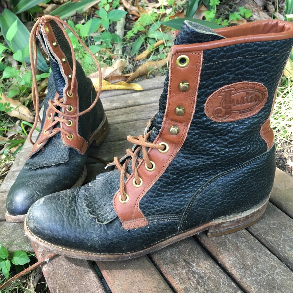 VTG Justin lace up roper boots. Men's