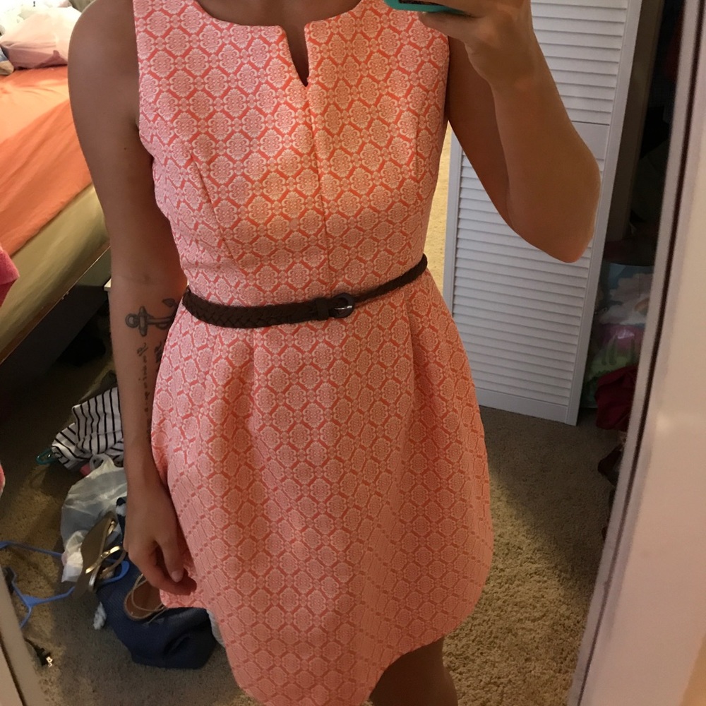 Coral/orange and white dress by Yetts