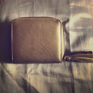 Brand new gold zip around wallet