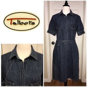Talbots Jean Dress - Button Down - Belted Sz 6