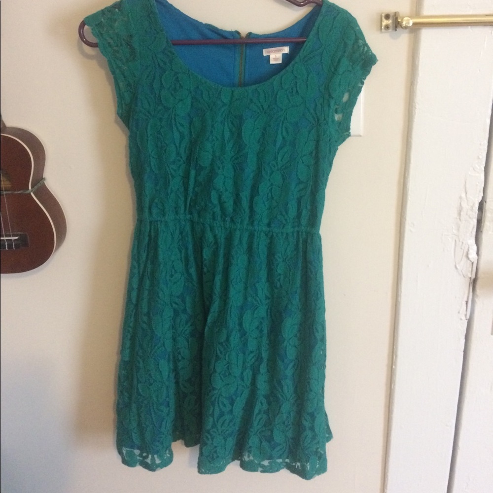 Teal lace dress
