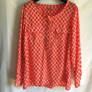 Coral Lattice print blouse