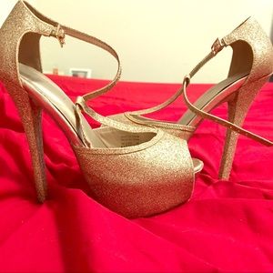Gold sparkly heels