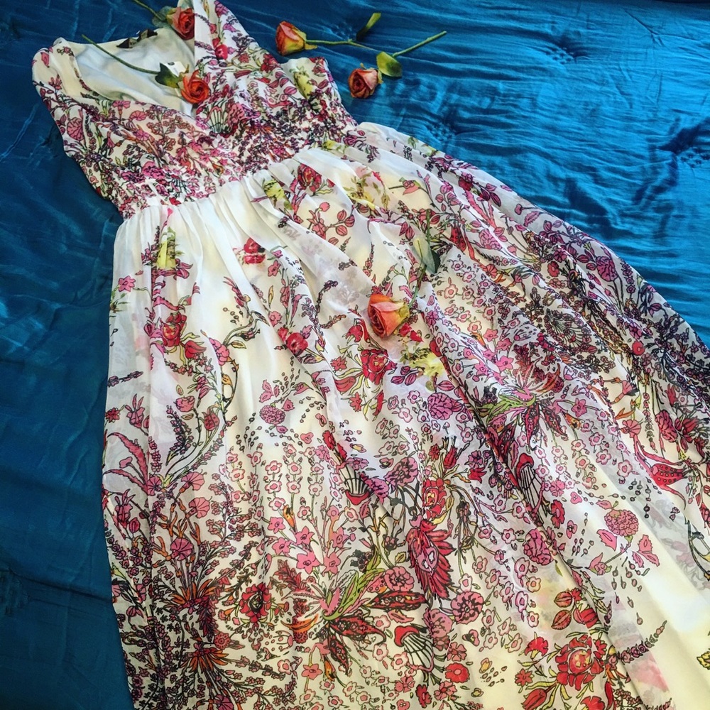 Sold Anthropologie high waist floral print dress - Picture 5 of 8