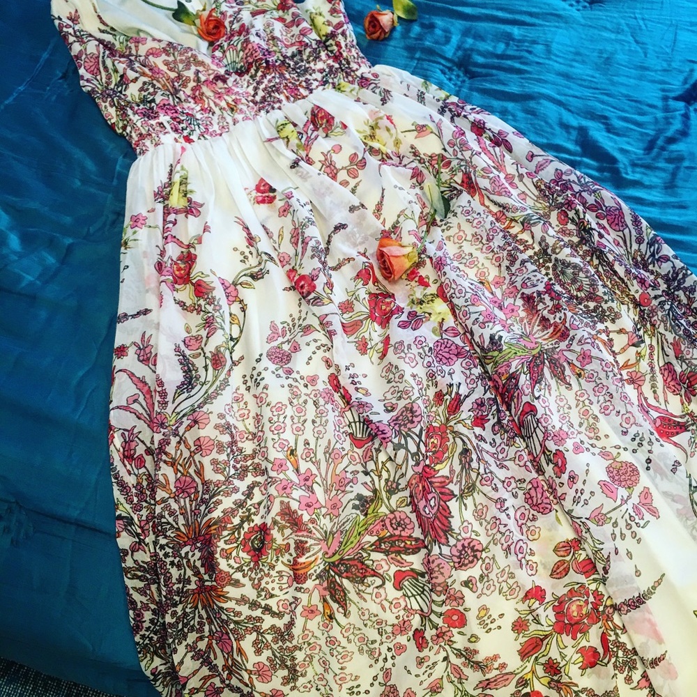 Sold Anthropologie high waist floral print dress - Picture 3 of 8