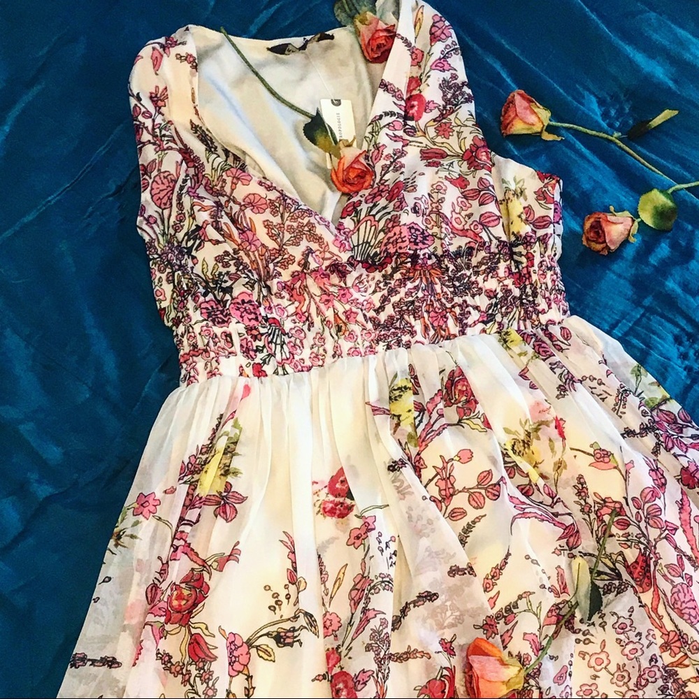 Sold Anthropologie high waist floral print dress - Picture 4 of 8