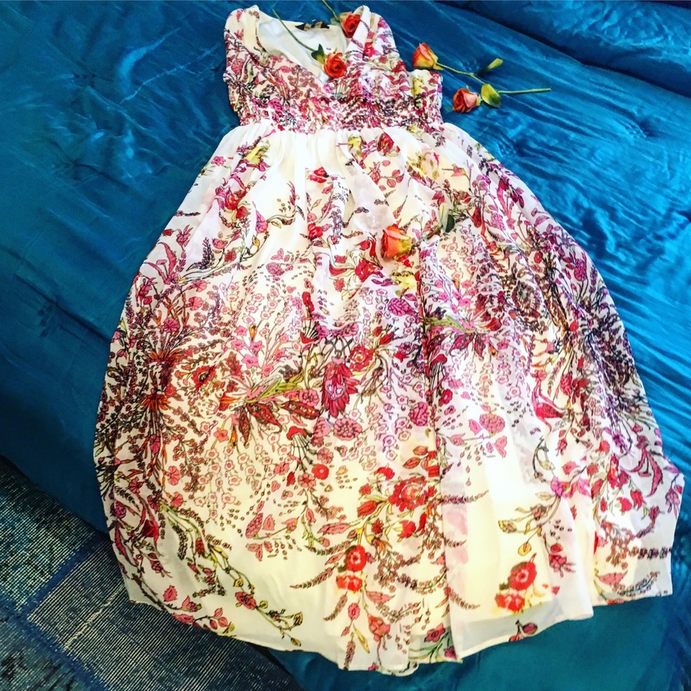 Sold Anthropologie high waist floral print dress - Picture 2 of 8