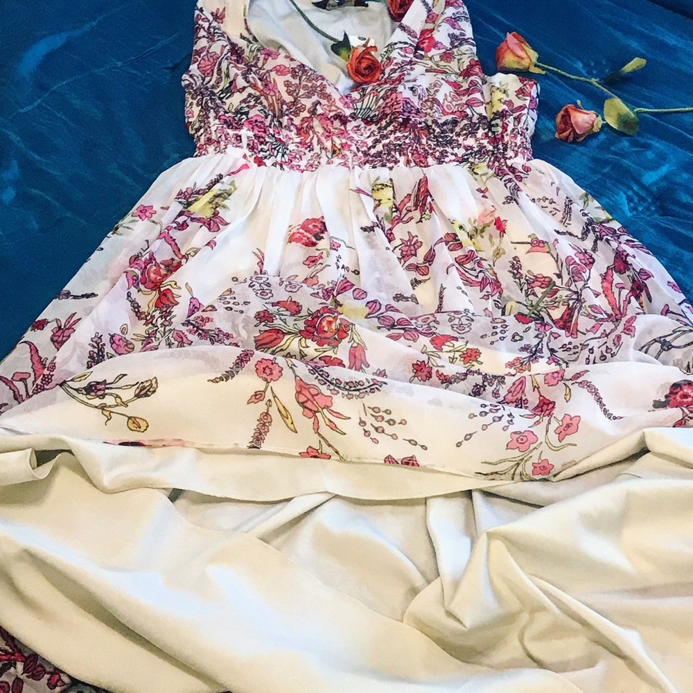 Sold Anthropologie high waist floral print dress - Picture 6 of 8