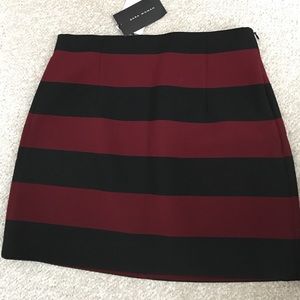 Zara Woman Black and Red Striped Skirt