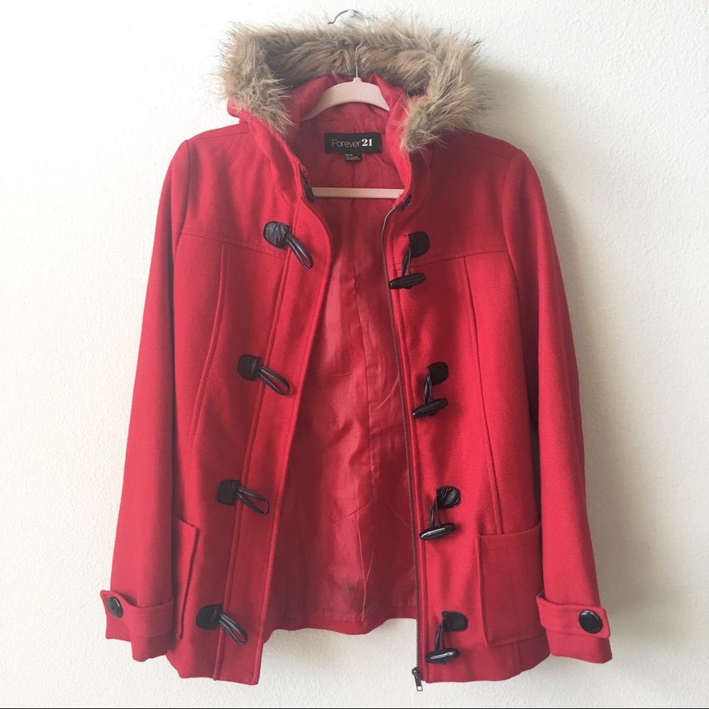 Forever 21 Red Pea Coat