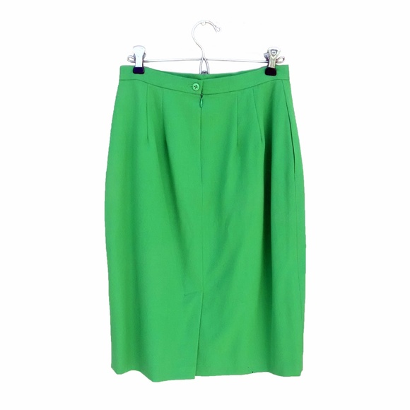 Vintage Green Wool Pencil Skirt - Picture 2 of 7