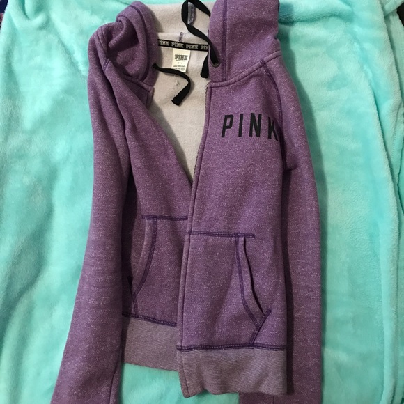 Purple PINK hooded zip up sweatshirt - Picture 1 of 2