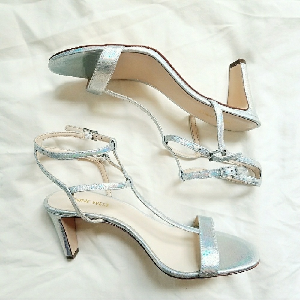 Nine West Iridescent Silver Heels