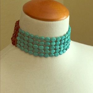 Ralph Lauren Turquoise & Wood Bead Choker