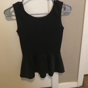 Black peplum top with bow