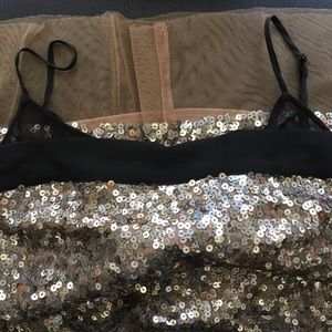 DKNY Sequins Mesh Trim Dress Sz 10