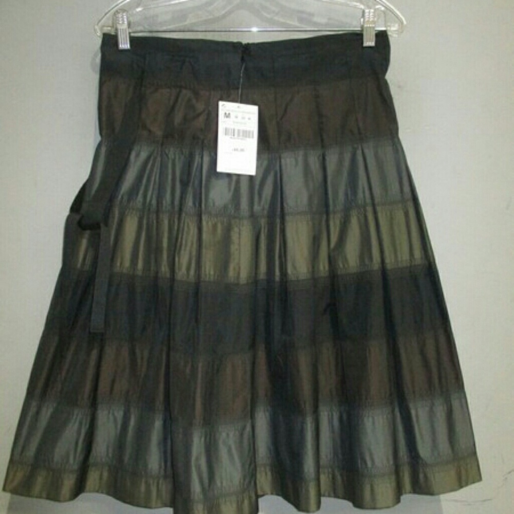 SOLD Zara Metallic  Green Gray skirt sz Medium NWT - Picture 4 of 6