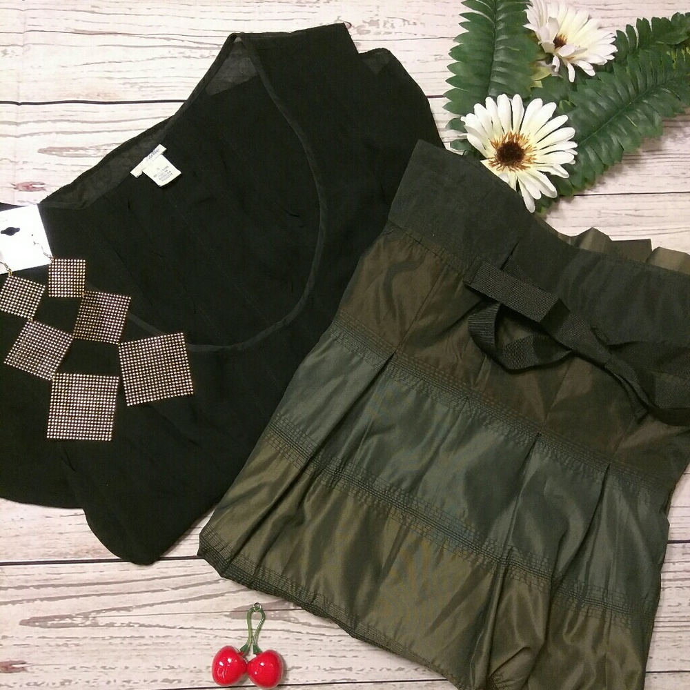 SOLD Zara Metallic  Green Gray skirt sz Medium NWT - Picture 2 of 6