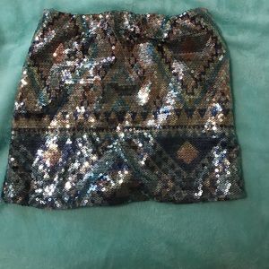 Sequined Aztec print skirt