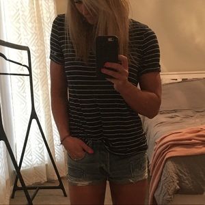 Harlowe & Graham Striped Navy T