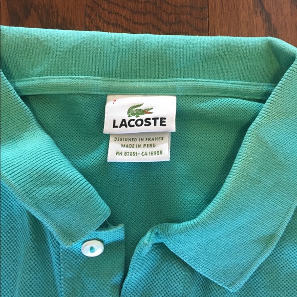 Men's size 7  Lacoste Aqua green polo - Picture 2 of 4