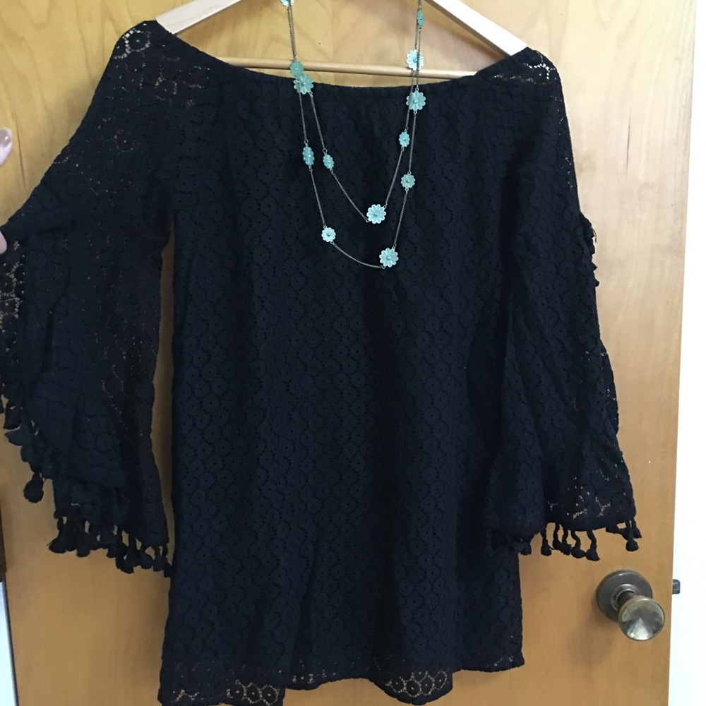 Off the shoulder dress with bonus necklace