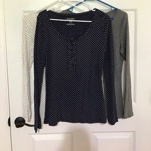 3 OldNavy long sleeve shirts with ruffle in front