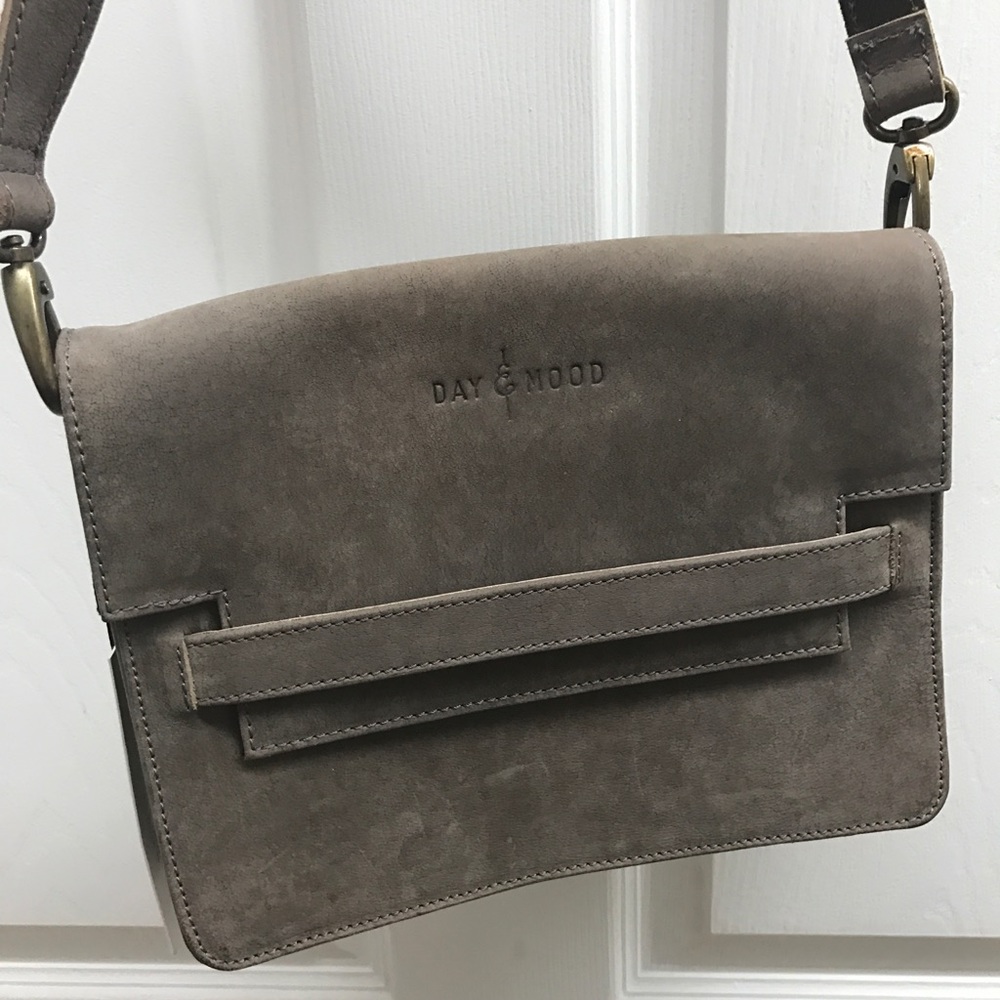 Vintage suede leather crossbody bag