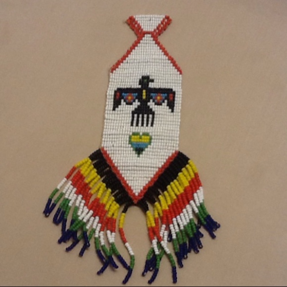 Vintage Native American beaded necklace  pendant