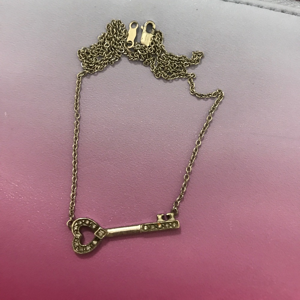Sterling silver heart key necklace