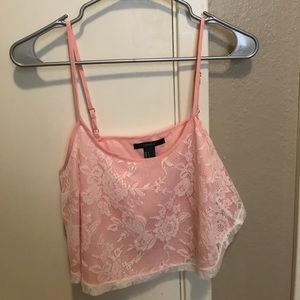 Light pink lace crop top