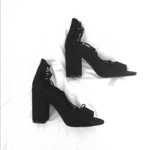 Urban Outfitters Black Lace Up Heels