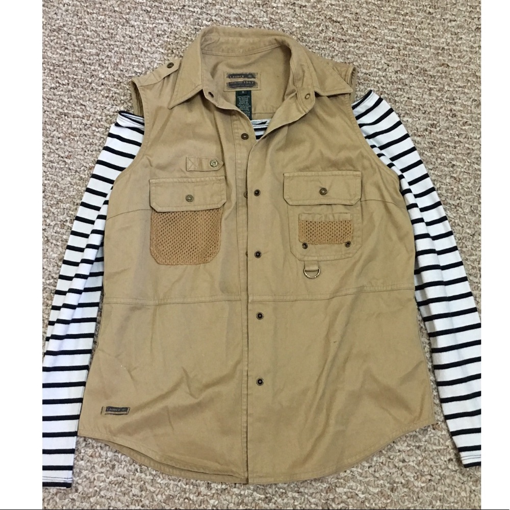 Ralph Lauren vest and off the shoulder top