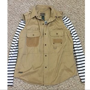 Ralph Lauren vest and off the shoulder top