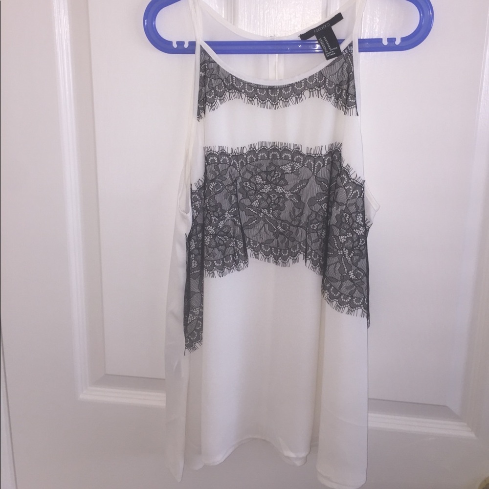 Black and white lace tank top