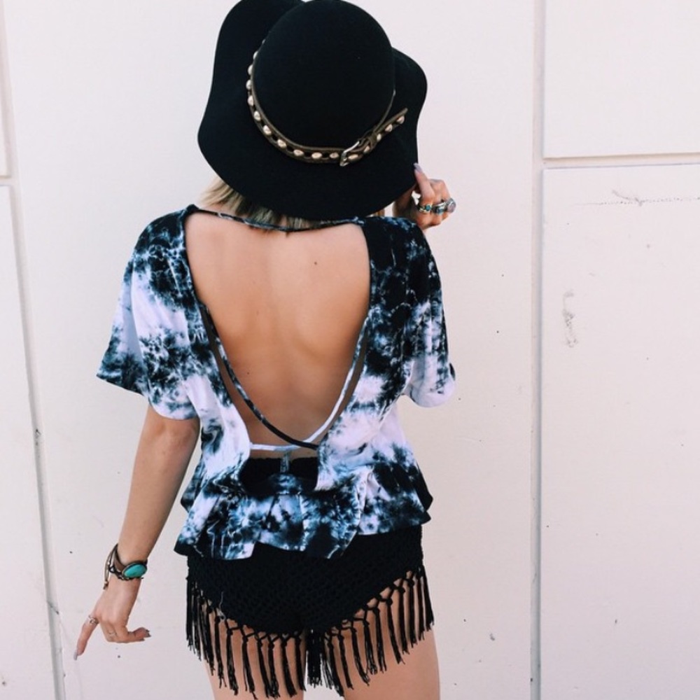 LF tie dye open back tee