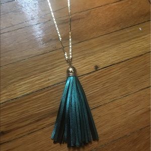 BaubleBar Blue Leather Tassel Necklace
