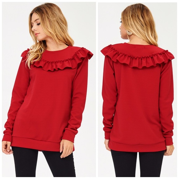 LAST 1! ❤️Gorgeous Red Ruffle Top! - Picture 2 of 2