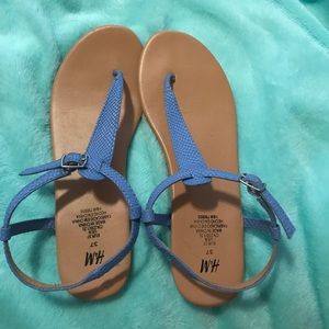 Blue leather strappy sandals