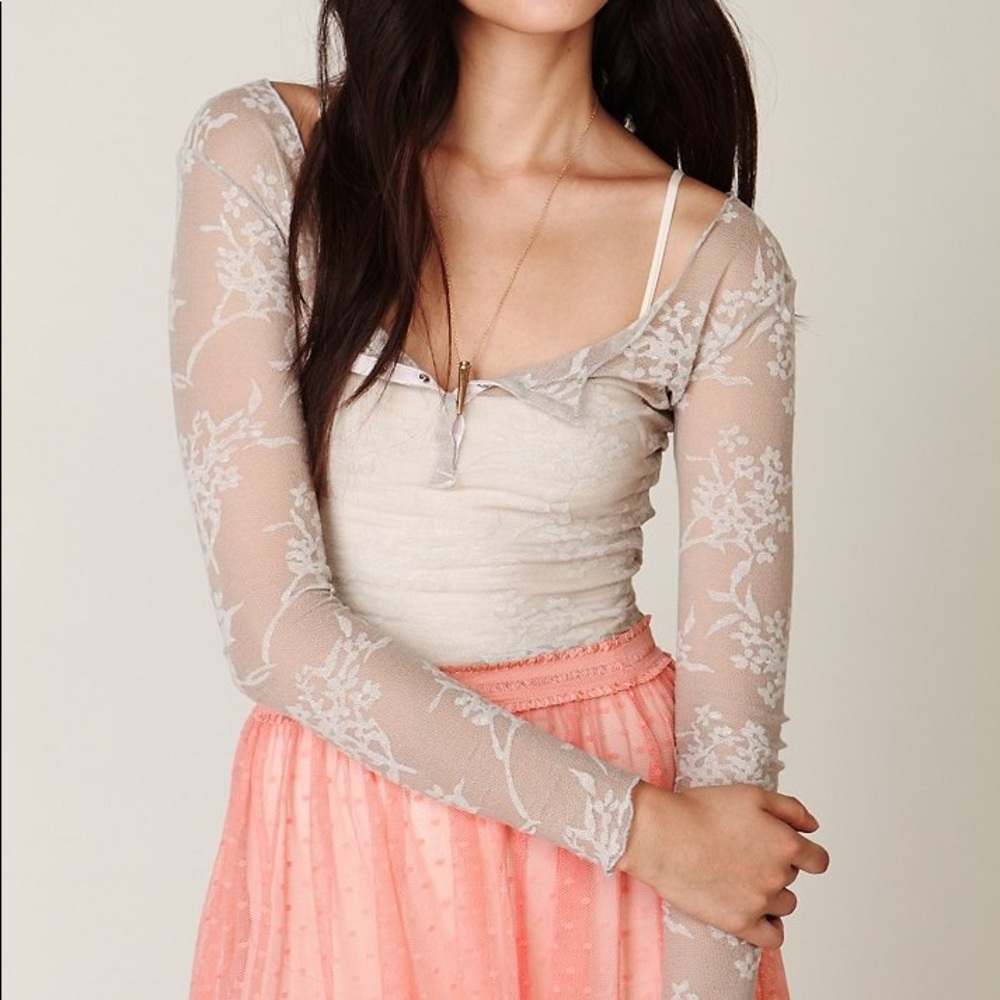 FREE PEOPLE floral burnout henley