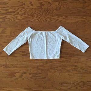 White Off the Shoulder 3/4 Sleeve Crop Top
