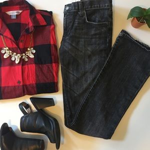 Black flare paper denim & cloth jeans.