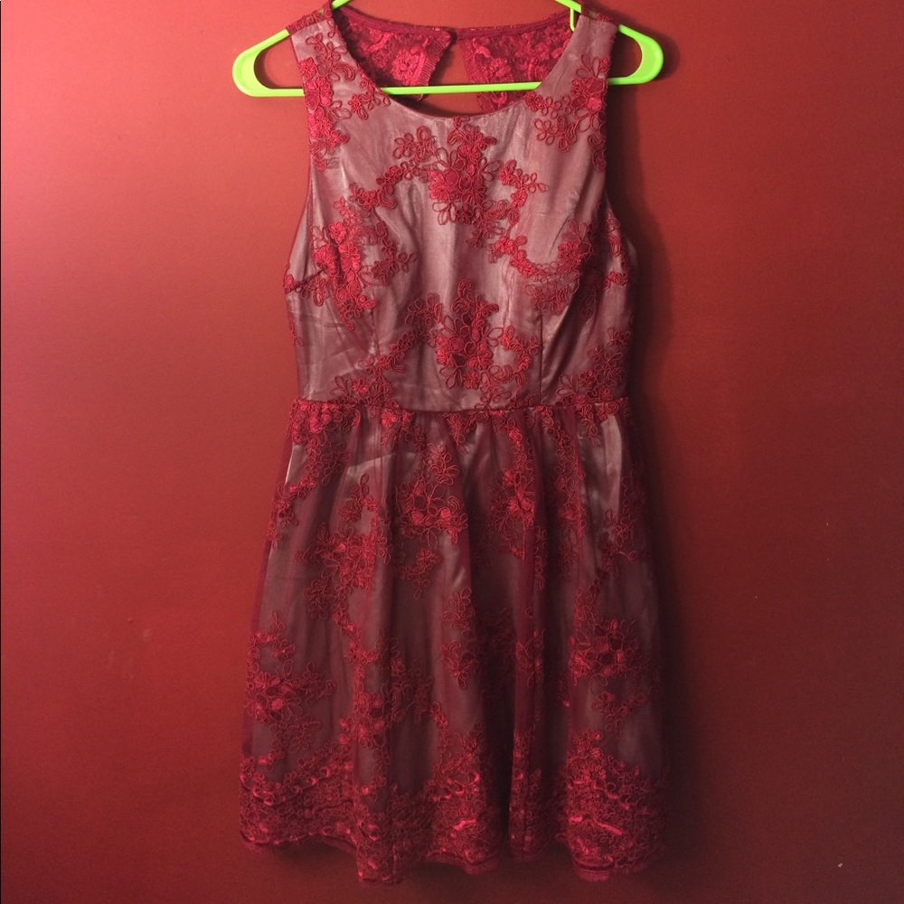Red lace formal dress